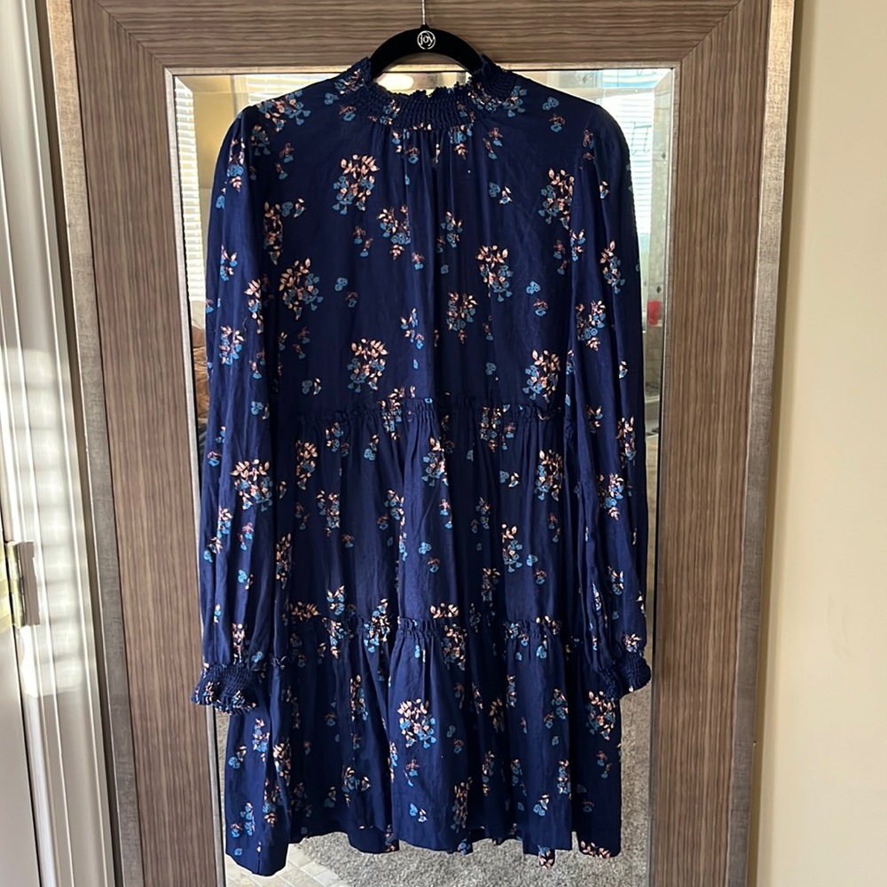 Free People Navy Floral Dress Large